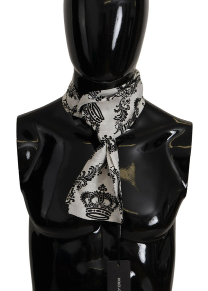 White Crown Printed Scarf Neck Warm Shawl Scarf