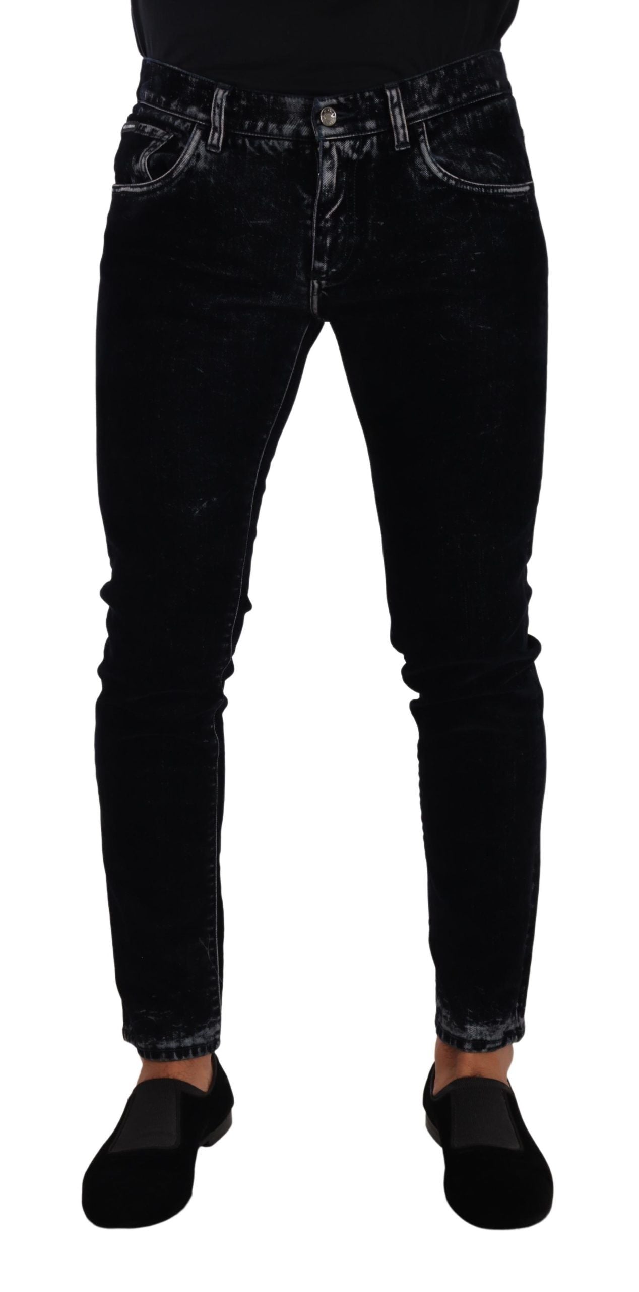 Black Cotton Stretch Skinny Slim Fit Jeans