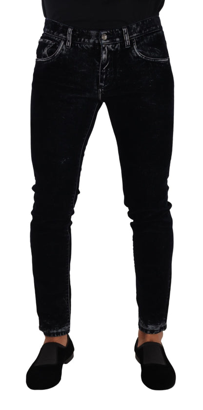 Black Cotton Stretch Skinny Slim Fit Jeans