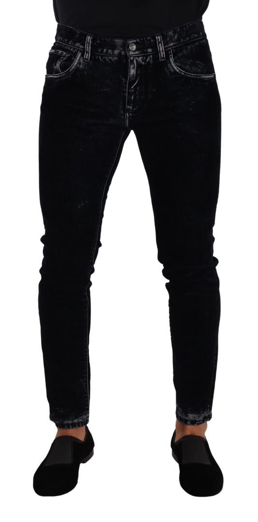Black Cotton Stretch Skinny Slim Fit Jeans