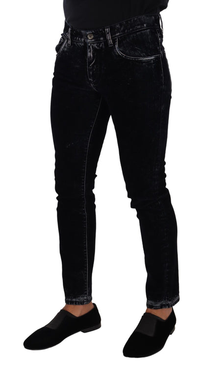 Black Cotton Stretch Skinny Slim Fit Jeans