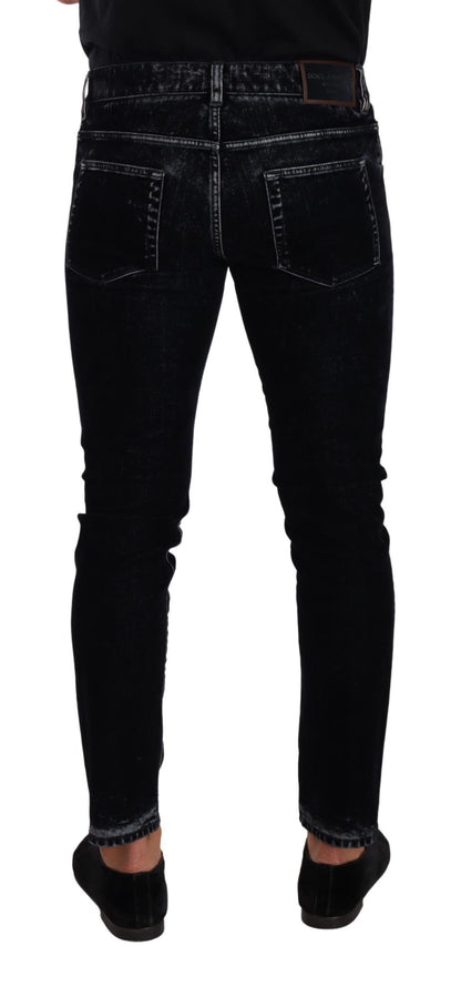 Black Cotton Stretch Skinny Slim Fit Jeans