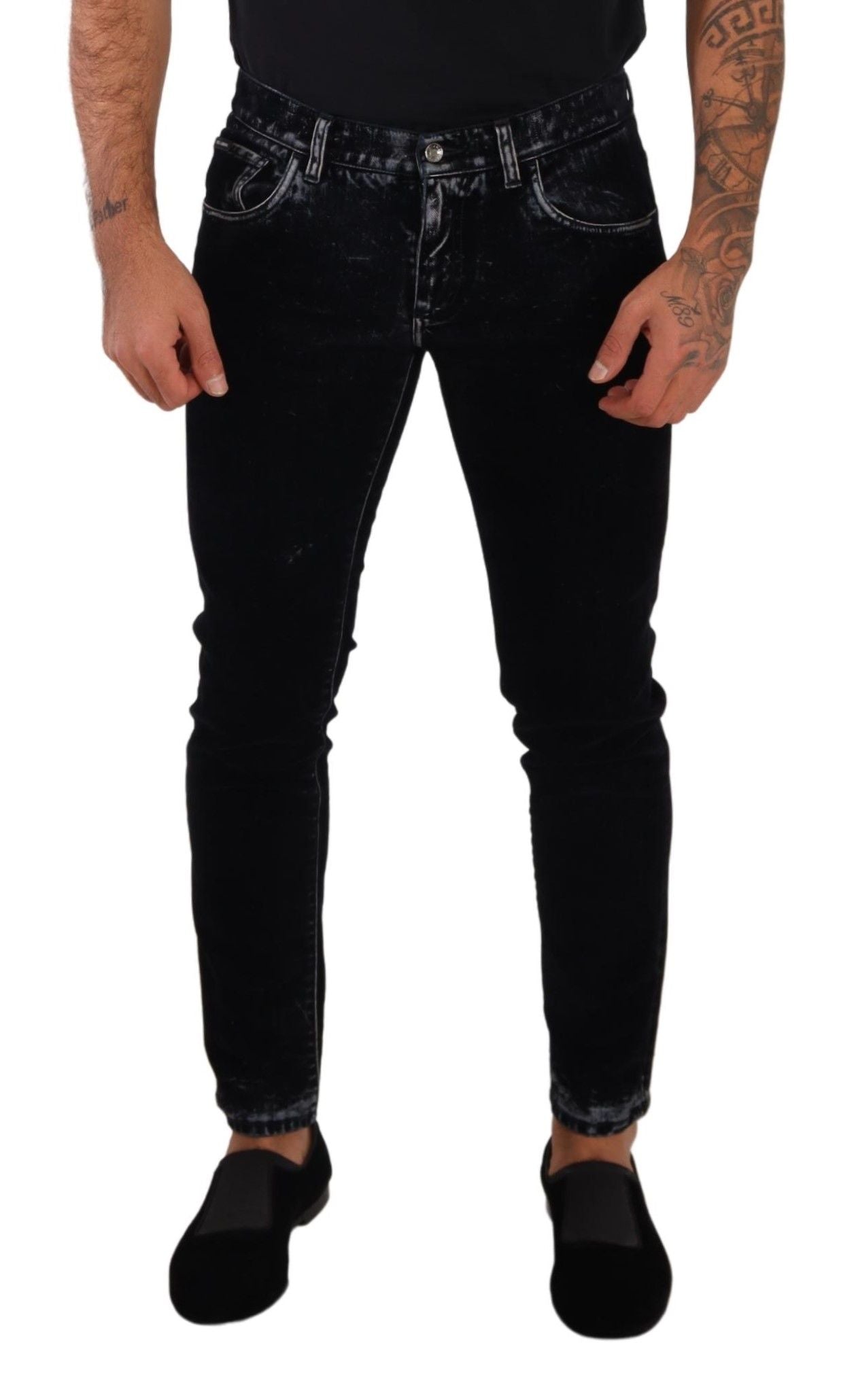 Black Cotton Stretch Skinny Slim Fit Jeans