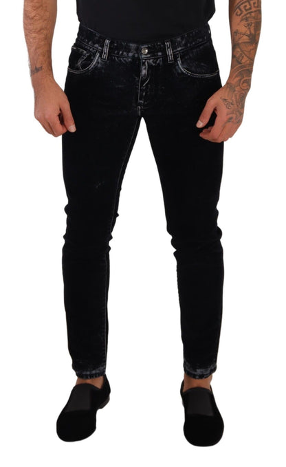 Black Cotton Stretch Skinny Slim Fit Jeans