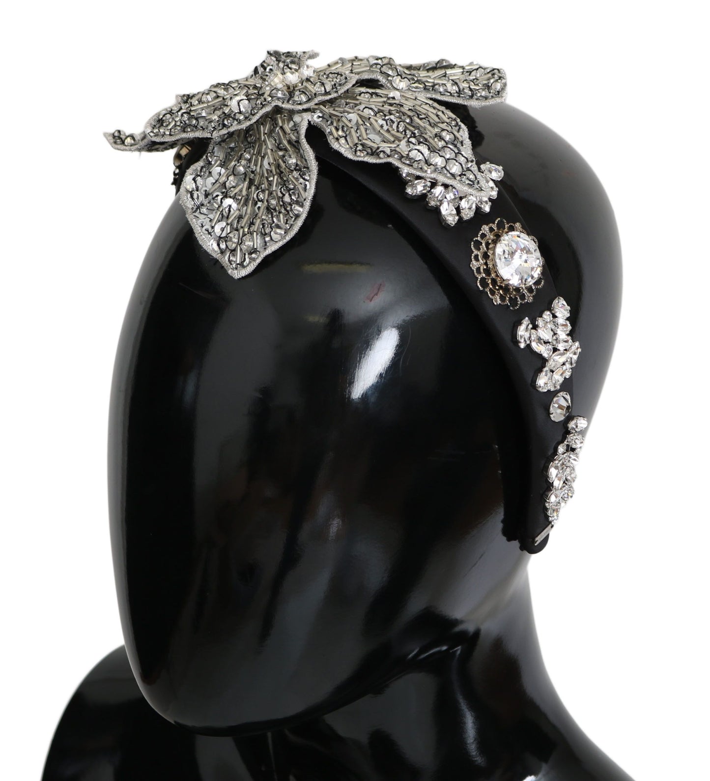 Black Crystal Silver Diadem Tiara Headband