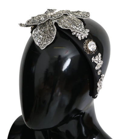 Black Crystal Silver Diadem Tiara Headband