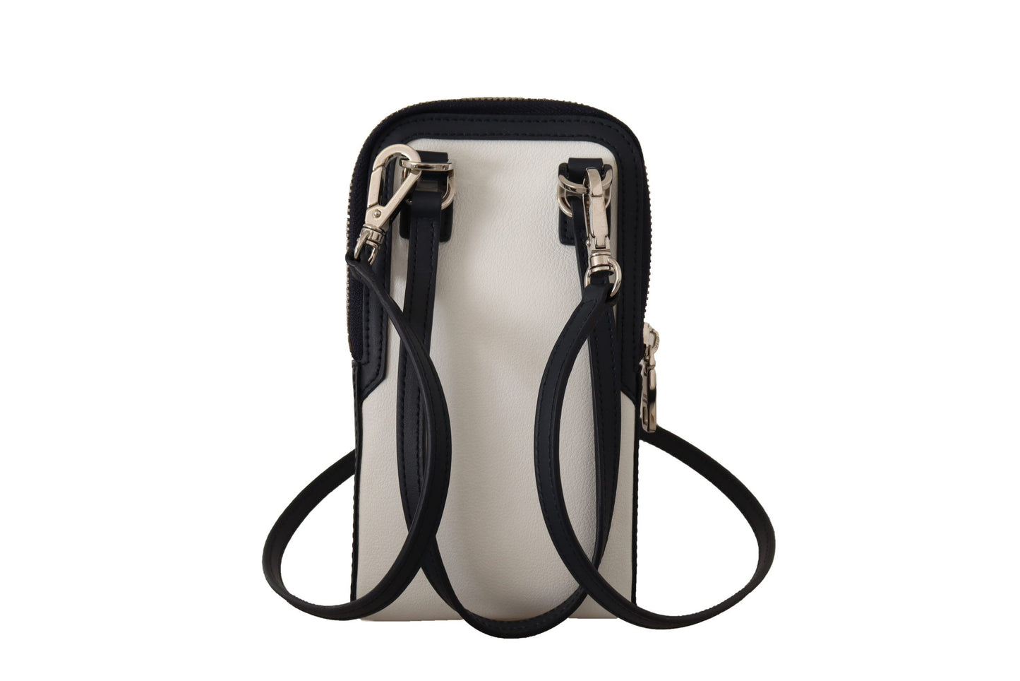 White Leather Cross Body Neck Strap Card Pocket Wallet