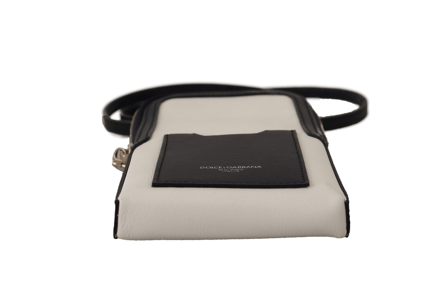 White Leather Cross Body Neck Strap Card Pocket Wallet