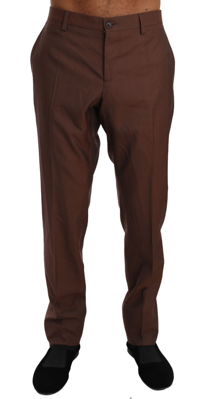 Brown Wool Silk Formal Trousers Pants