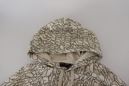 Beige Cotton Hooded Pullover Pocket Sweater
