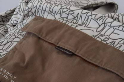 Beige Cotton Hooded Pullover Pocket Sweater