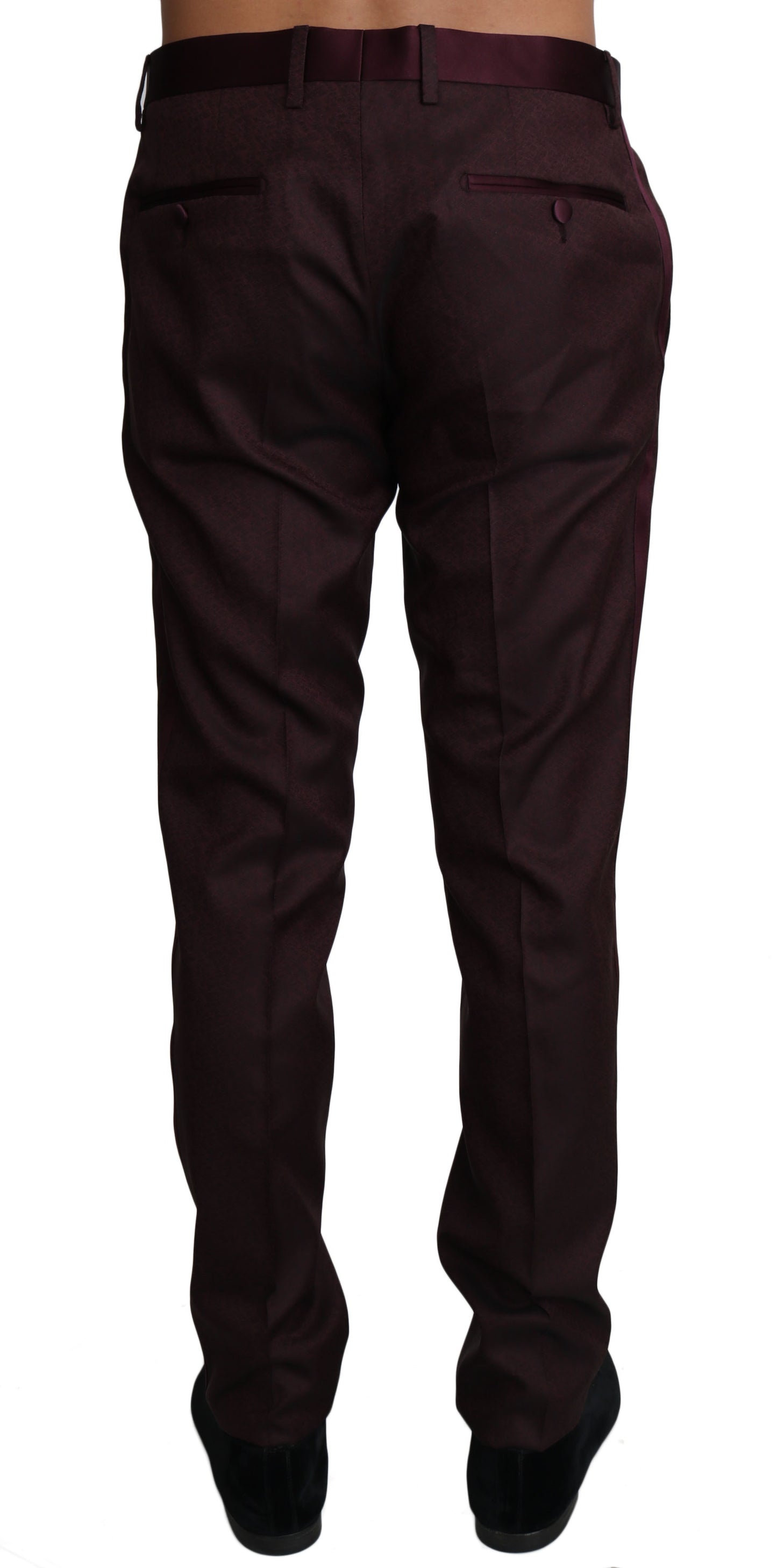 Bordeaux Wool Pattern Stripe Trousers Pants