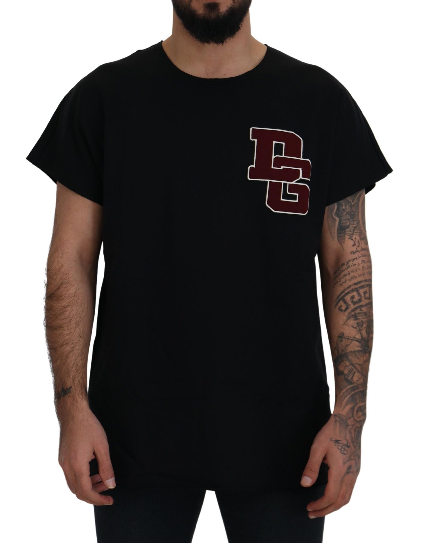 Black DG Logo Print Round Neck T-shirt