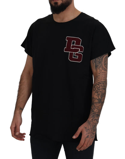 Black DG Logo Print Round Neck T-shirt