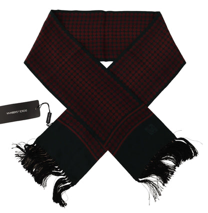 Black DG Logo Print Wrap Shawl Fringe Scarf