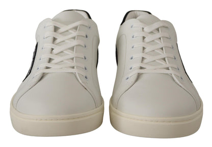 White Black Leather Low Shoes Sneakers
