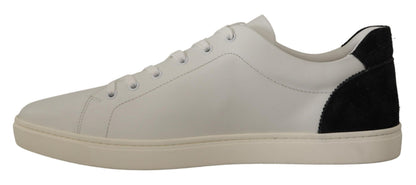White Black Leather Low Shoes Sneakers