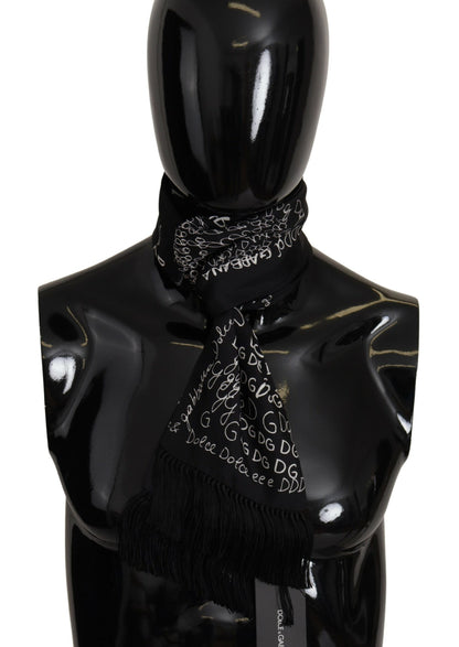 Black Doodle DG Logo Shawl Neck Wrap Fringe Scarf