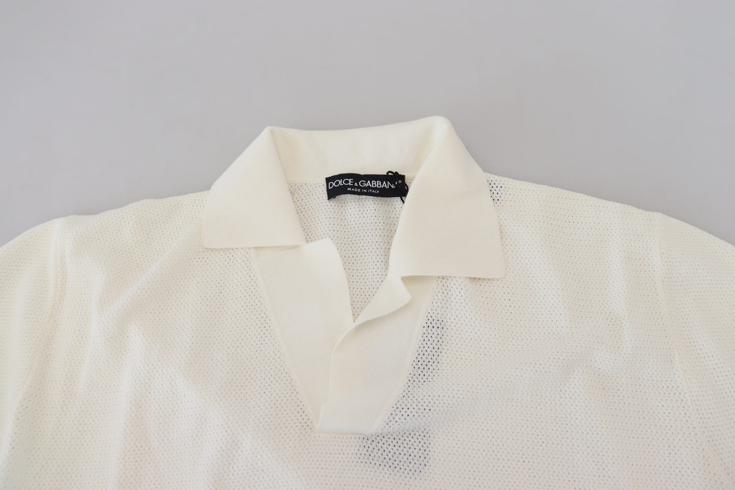 White Cotton Collared Short Sleeved T-shirt