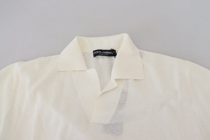 White Cotton Collared Short Sleeved T-shirt