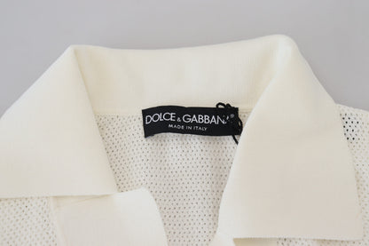 White Cotton Collared Short Sleeved T-shirt
