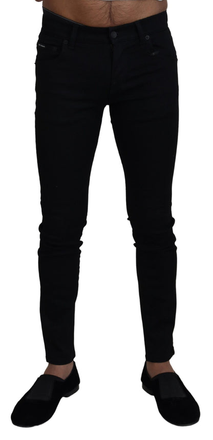 Black Cotton Skinny Men Denim Jeans