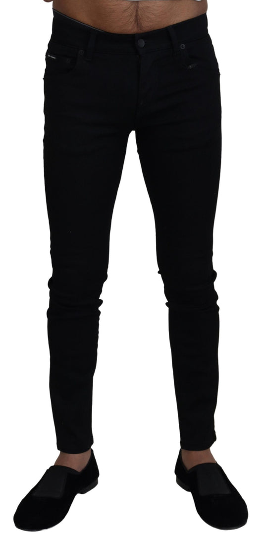 Black Cotton Skinny Men Denim Jeans