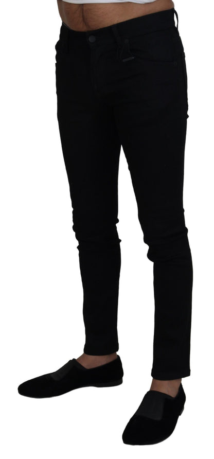 Black Cotton Skinny Men Denim Jeans