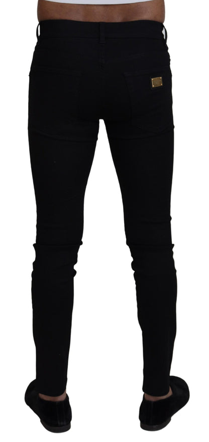 Black Cotton Skinny Men Denim Jeans