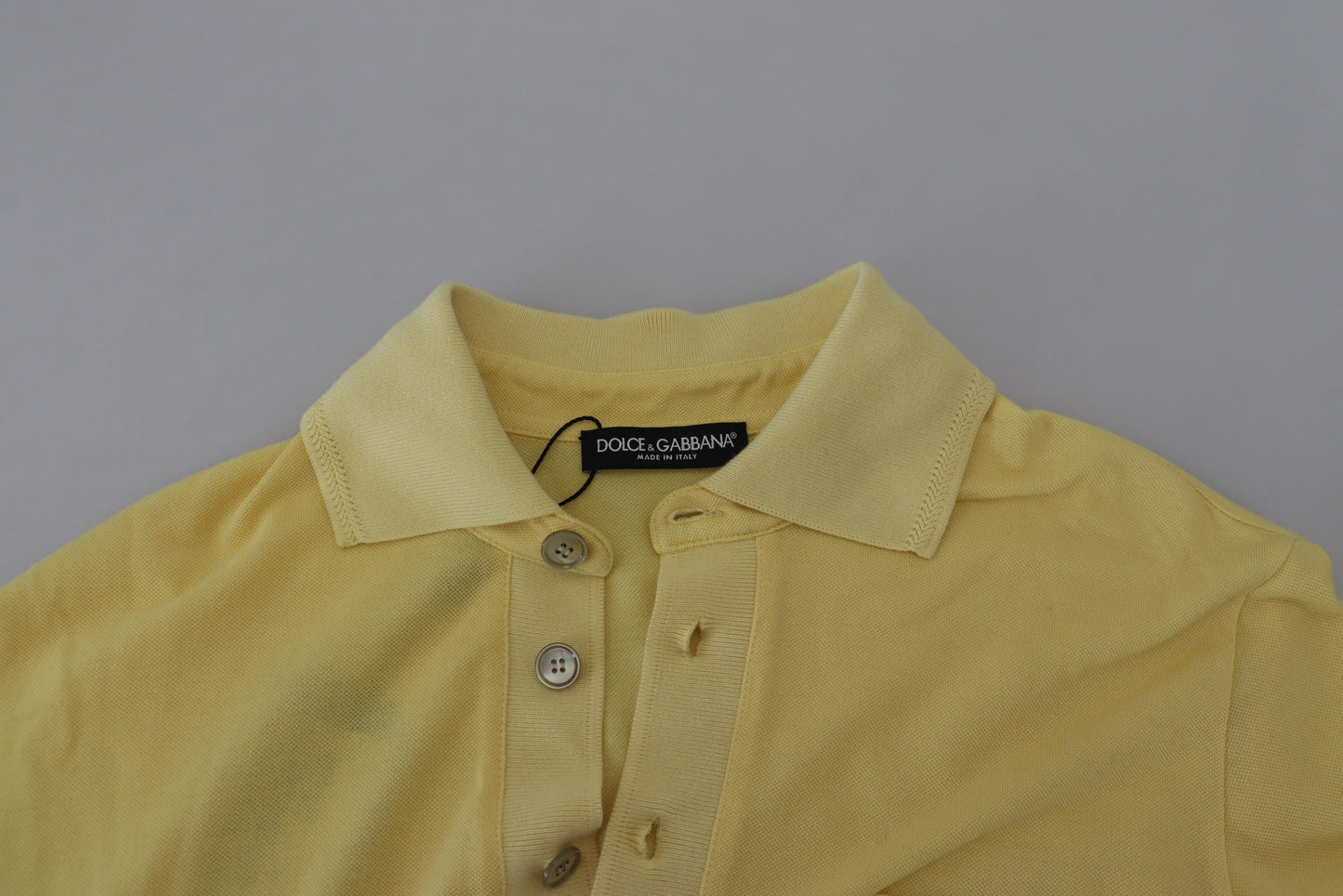 Yellow Cotton Collared Logo Patch T-shirt