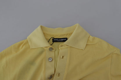 Yellow Cotton Collared Logo Patch T-shirt