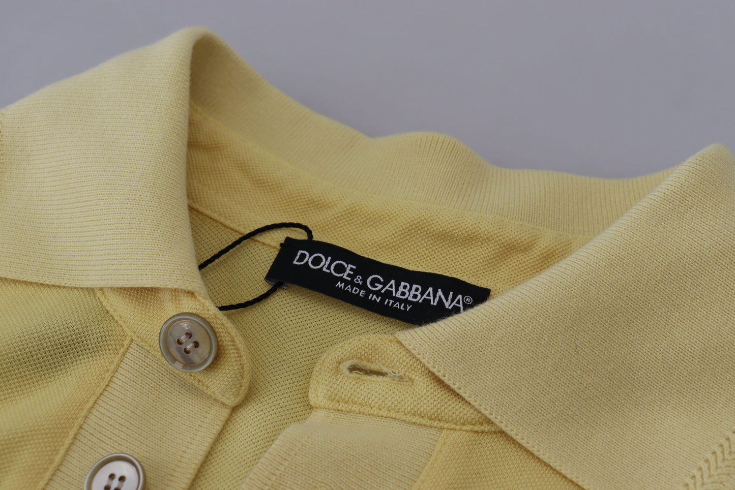 Yellow Cotton Collared Logo Patch T-shirt