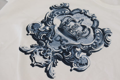 White Blue DG Crown Print Cotton T-shirt