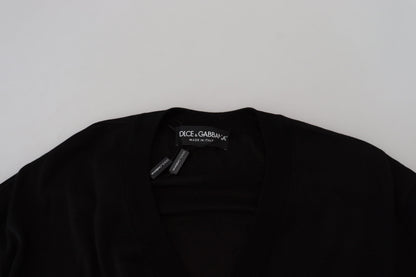 Black 100% Silk V-neck Pullover Sweater
