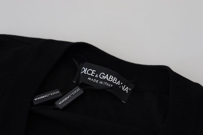 Black 100% Silk V-neck Pullover Sweater
