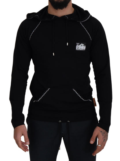 Black Cotton Hooded Sweatshirt Sweater