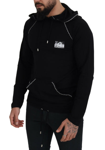 Black Cotton Hooded Sweatshirt Sweater