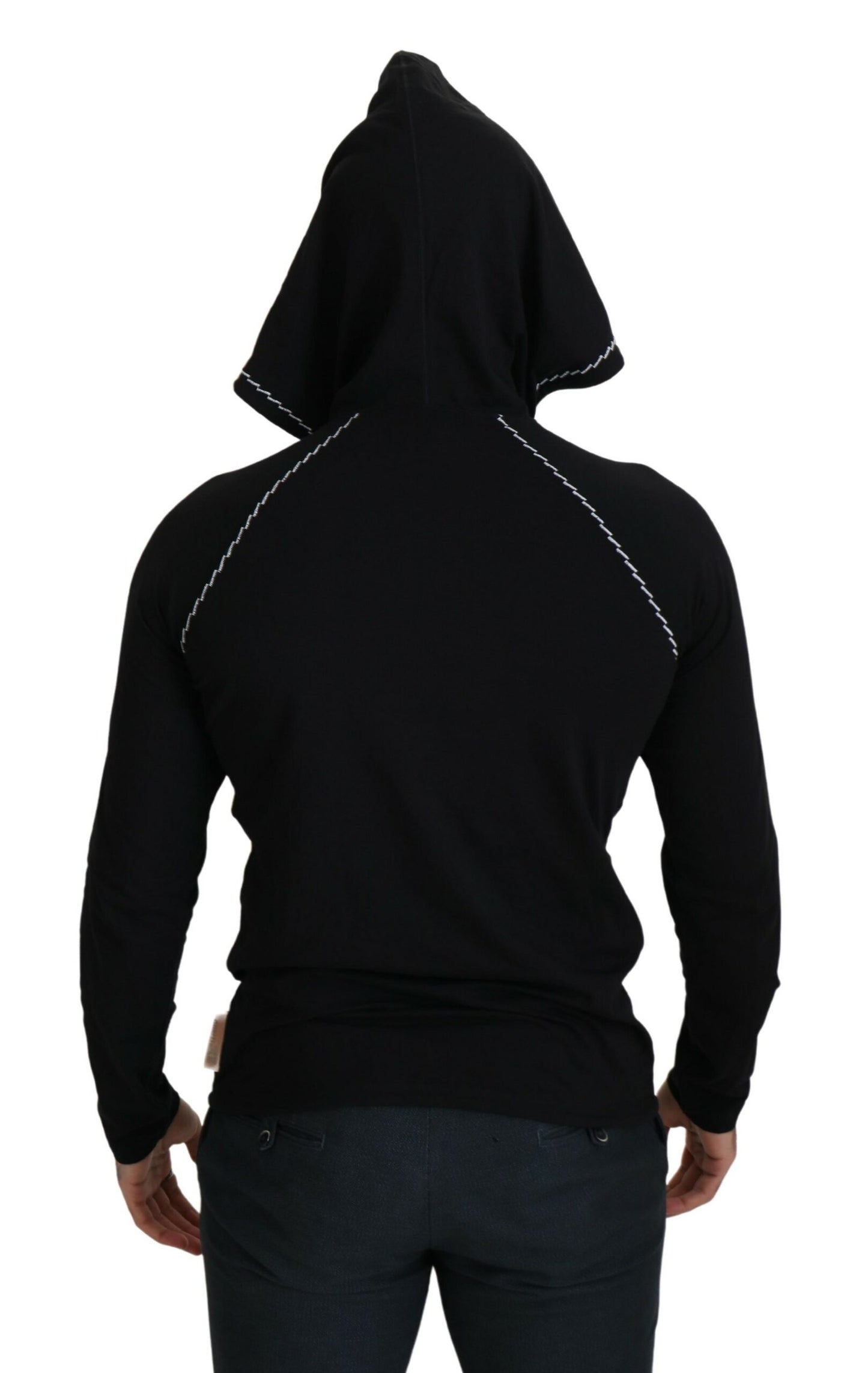 Black Cotton Hooded Sweatshirt Sweater