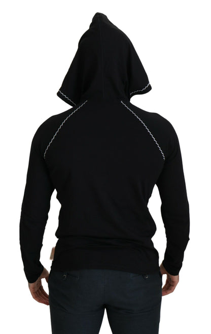 Black Cotton Hooded Sweatshirt Sweater