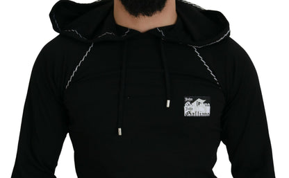 Black Cotton Hooded Sweatshirt Sweater