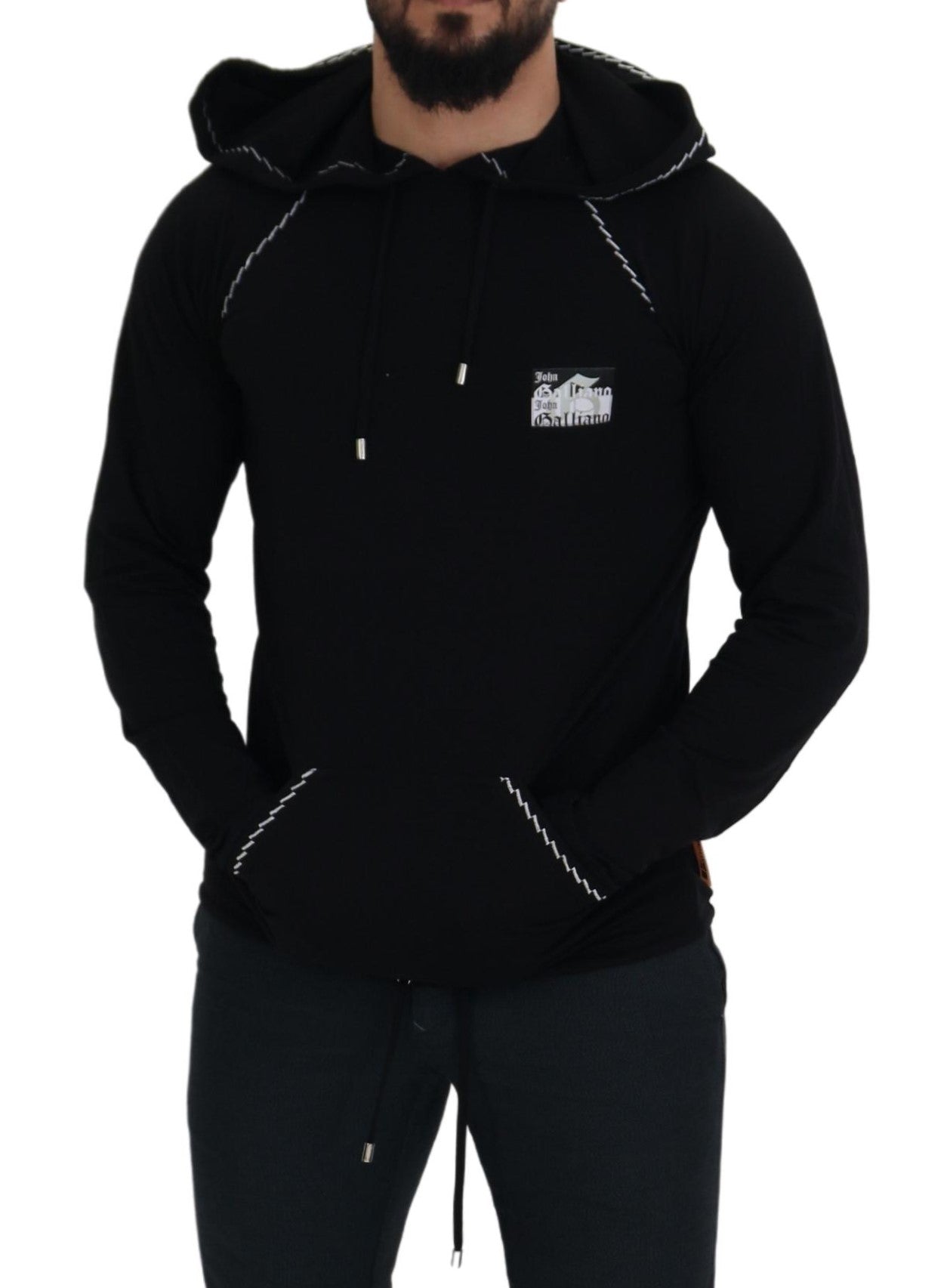 Black Cotton Hooded Sweatshirt Sweater