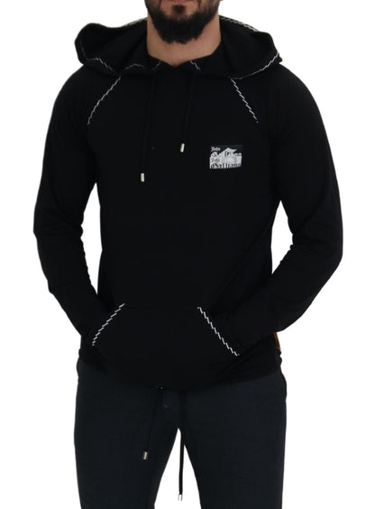 Black Cotton Hooded Sweatshirt Sweater
