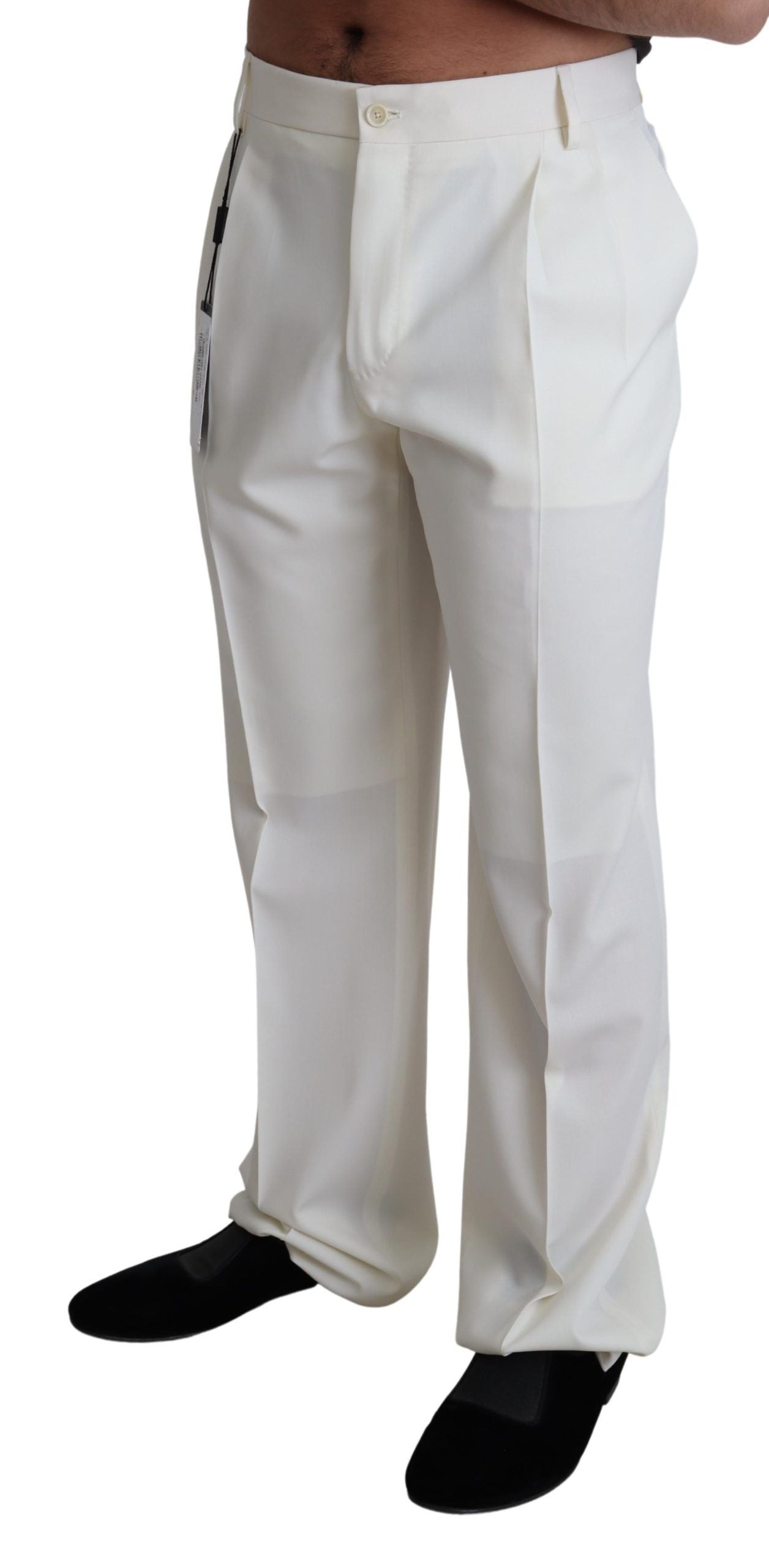 White Virgin Wool Dress Formal Trouser  Pants