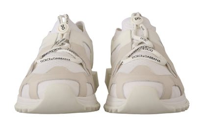 White Fabric Suede Sorrento Lace Up Sneakers Shoes
