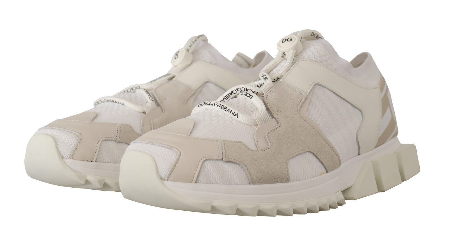 White Fabric Suede Sorrento Lace Up Sneakers Shoes