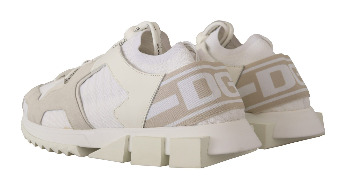 White Fabric Suede Sorrento Lace Up Sneakers Shoes