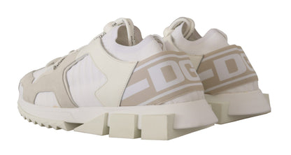 White Fabric Suede Sorrento Lace Up Sneakers Shoes
