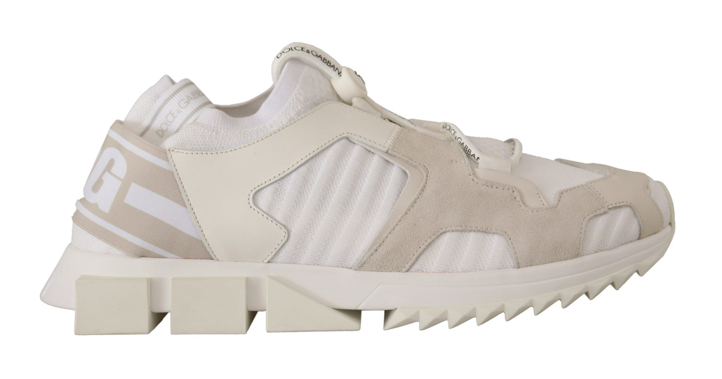 White Fabric Suede Sorrento Lace Up Sneakers Shoes