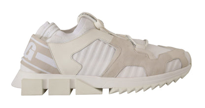White Fabric Suede Sorrento Lace Up Sneakers Shoes