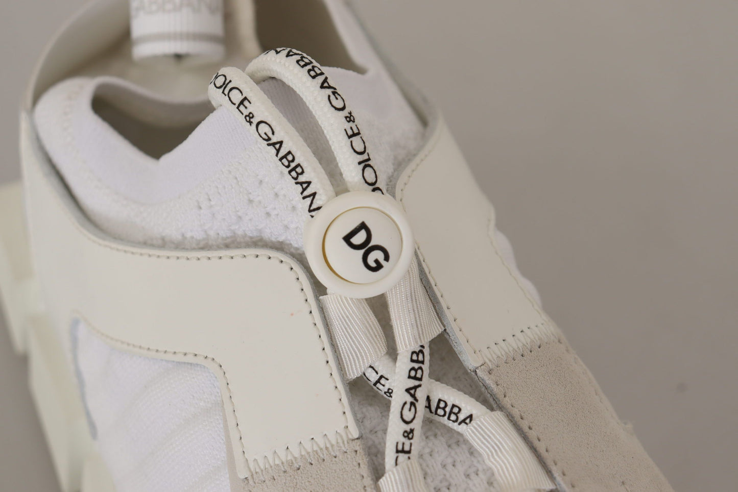 White Fabric Suede Sorrento Lace Up Sneakers Shoes